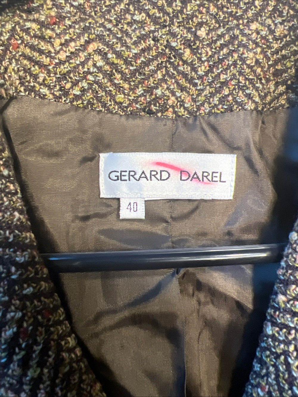 Gerard Darel Brown Multicolor Fleck Tweed Blazer